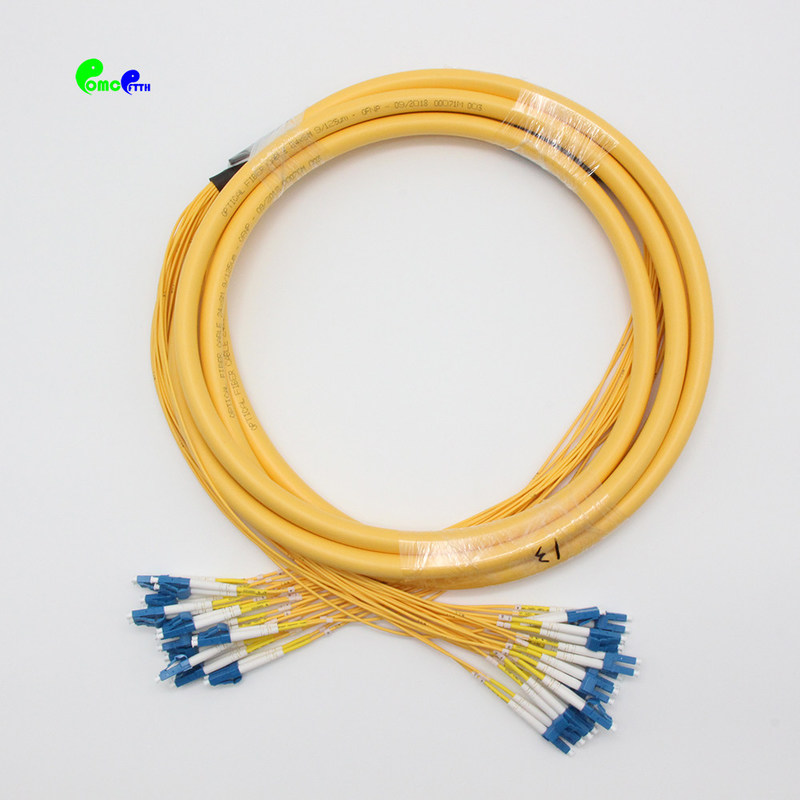24 Core Single Mode Fanout Fiber Optic Patch Cord LC UPC Pre Terminated