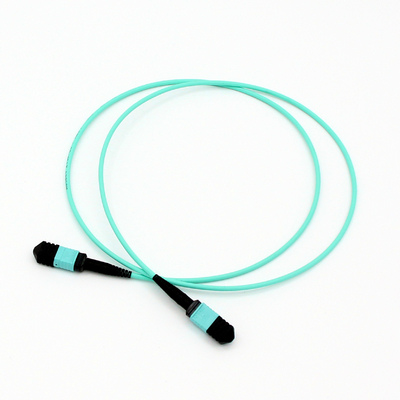 12F OM3 3.0mm MPO MPO Patch Cord PVC LSZH Aqua Senko Super Low Insertion Loss