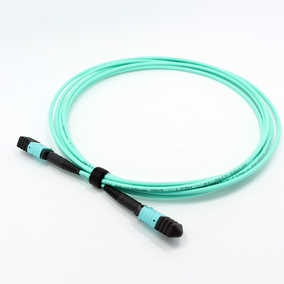 12F OM3 3.0mm MPO MPO Patch Cord PVC LSZH Aqua Senko Super Low Insertion Loss