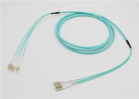 OM3 Breakout patch cord 4F LC PC - LC PC OM3 50/125 fanout 2mm  10M LSZH Aqua Multi-Fiber Breakout Cable