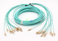 IEC Grade C Breakout Fiber Optic Patch Cables , Aqua 12F LC - LC OM3 Fiber Patch Cables
