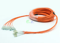 12F fanout Fiber Optic Patch Cables LC - SC OM1 62.5 / 125 50M with fanout  2mm  0.5M  legs LSZH Orange