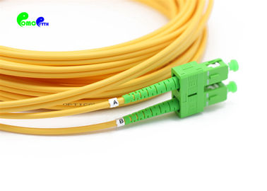 SC / APC Fiber Optic Patch Cables Duplex Single Mode 9 / 125 G657A1 2.0mm Green LSZH CPR certificated Patch cord