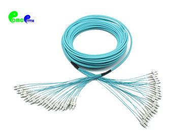 OM3 24F Fiber Optic Cable Patch Cord SC - SC  50 / 125μm OM3 aqua LSZH Breakout 2.0mm Tails