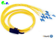 12F Ribbon Fanout 2.0mm Tail 9 / 125μm LC UPC Fiber Optic Pigtail With OS2 G652D SM LSZH Jacket Yellow