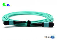 OM3 12F 3.0mm MPO Trunk Cable MPO Female to MPO Female 50 / 125μm With LSZH Aqua 10M Polarity B MPO Fiber Cable