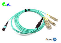 MPO Trunk Cable OM3 8F Pre - terminated Fanout 2.0mm MPO Female to LC UPC Multimode MPO Aque Harness Cable