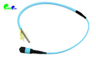 Amored MTP Trunk Cable OM3 / OM4 12 / 24 Fibers 50 / 125μm MTP Female Aqua Steel Kevlar Rugged Shell For 40G / 100G