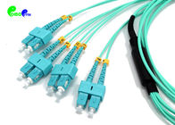MTP Trunk Cable OM3 MTP Female to 4 SC UPC Duplex 8 Fibers 50 / 125 harness Breakout Patch Cable