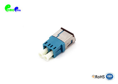 LC UPC SM Duplex Fiber Optic Adapter With Metal Shell And Auto - Shutter With Reduced Flange