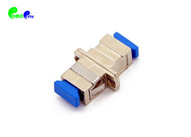 SC SM UPC Simplex Metal Fiber Optic Adapter With Flange Blue Color Dust Cap