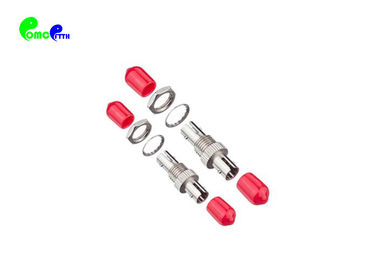 ST to ST Simplex SM / MM Fiber Optic Adapter With Metal body Red Cap Low Insertion Loss