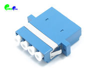 Ceramic Sleeve Optical Fiber Adapter LC Quad SC Footprint Slotted Type Adapter With Full Flange Blue Plastic