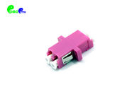 OM4 Optical Fiber Adapter LC PC To LC PC Duplex 50 / 125μm With Full Flange Magenta Plastic Material