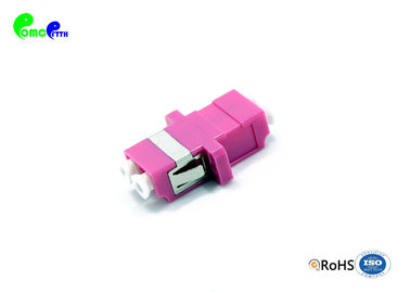 OM4 Optical Fiber Adapter LC PC To LC PC Duplex 50 / 125μm With Full Flange Magenta Plastic Material