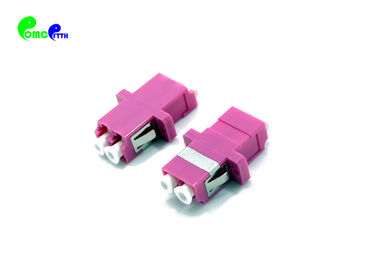 OM4 Optical Fiber Adapter LC PC To LC PC Duplex 50 / 125μm With Full Flange Magenta Plastic Material