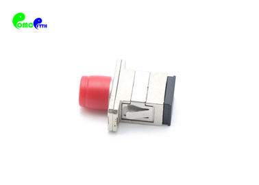 SC Female - FC Female Simplex Hybrid Fiber Optic Adapter Ceramic Sleeve Red Cup With Metal Material