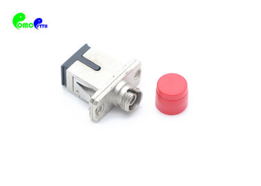 SC Female - FC Female Simplex Hybrid Fiber Optic Adapter Ceramic Sleeve Red Cup With Metal Material