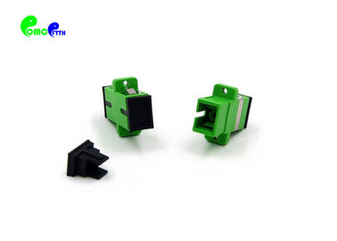 Fiber Optic Adapter SC APC Polish Type Couple Simplex 9 / 125μm With Full Flange Green Color