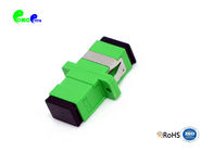 Fiber Optic Adapter SC APC Polish Type Couple Simplex 9 / 125μm With Full Flange Green Color