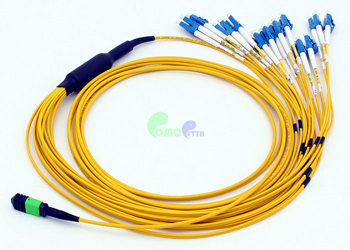 3.0mm Jacket OD MPO Trunk Cable , 10M Type A LSZH Yellow MPO 24 Fiber Cable