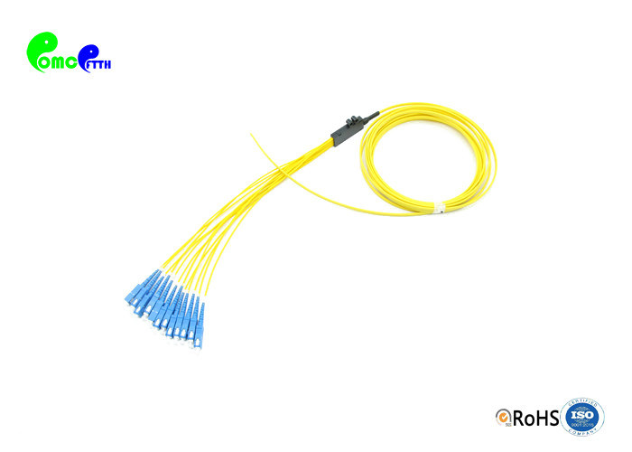 LSZH Yellow Jacket Fiber Optic Pigtail 12F 9 / 125μM SC UPC Ribbon