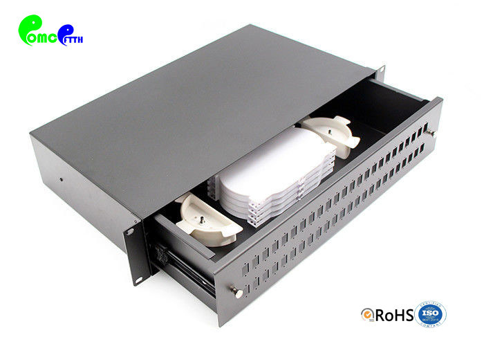 2U 19" Sliding Drawer Optical Distribution Frame Black CRS Material