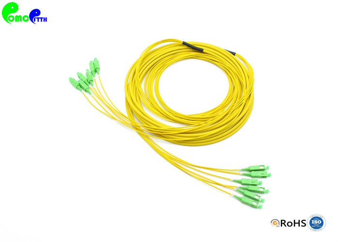 6cores Pre Terminated SC APC Fiber Optic Patch Cables SM OS2 BIF