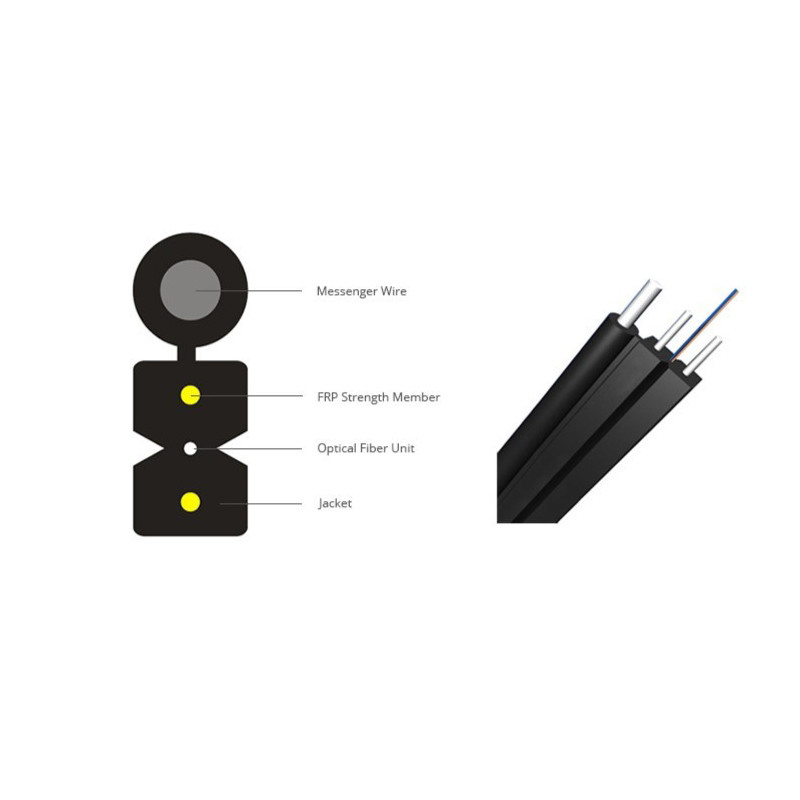 SC Ftth Drop Fiber Optic Patch Cable Self Supporting Aerial 50m LSZH UV