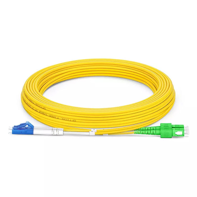 SC APC To LC UPC SM 9/125 Fiber Optic Patch Cables Yellow LSZH Duplex 2.0mm Fiber Patch Cord