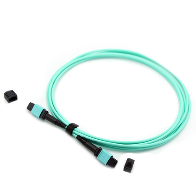 12F OM3 3.0mm MPO MPO Patch Cord PVC LSZH Aqua Senko Super Low Insertion Loss