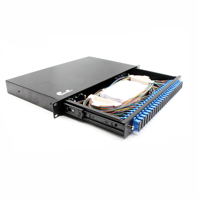 19" 1U 24 Ports 48 Fibers Rack Mount ODF Sliding Rail Optical Distribution Frame SC Duplex Patch Panel