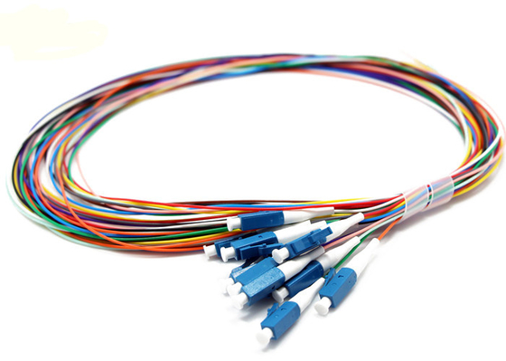 Fiber Optic Pigtail 12F 12 Colors LC UPC Patch Cord 0.9mm OS2 G657A2 9/125 Durable Unjacketed Loose Buffer