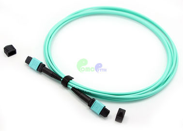 MPO Trunk Cable OM3 3.0mm 5M 50 / 125μm 24F Senko MPO Female To MPO Female LSZH Cable Aqua