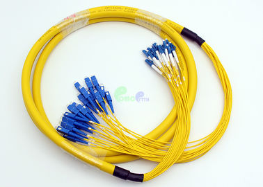 Yellow 24 Cores Fiber Optic Patch Cables , LC - SC Fiber Patch Cable 2.0mm Fanout Legs