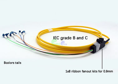 4F - 12F Ribbon fanout 900um Fiber optic pigtail LC OS2 Single mode with 0.9mm tail 0.5M LSZH yellow with OEM service