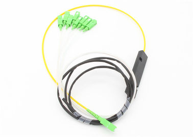 Micro - Sealing Type 1*8 Fiber Optic PLC Splitter With Inlet 2mm Cable And Outlet 0.9mm Cable