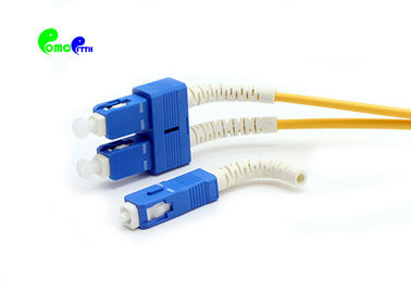 Flexiable Angle Boot 2.0mm Duplex 9 / 125μm LC UPC - SC UPC Fiber Optic Patch Cable Jacket OFNR Yellow Color