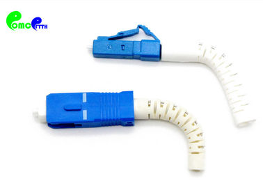 Flexible Angle Boot LC UPC - SC UPC 9 / 125μm Fiber Optic Patch Cable G652D DX With Yellow LSZH