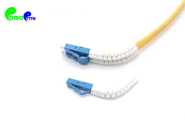 Flexible Angle Boot LC UPC - SC UPC 9 / 125μm Fiber Optic Patch Cable G652D DX With Yellow LSZH