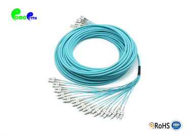 OM3 24F Fiber Optic Cable Patch Cord SC - SC  50 / 125μm OM3 aqua LSZH Breakout 2.0mm Tails