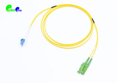 IEC grade B Optical Patch Cord E2000 APC - LC UPC OS2 G657A1 9 / 125μm 2.0mm DX LSZH Fiber Jumper
