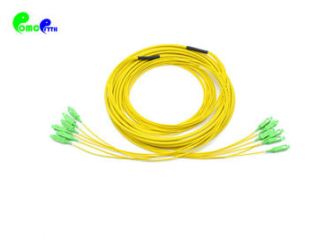 6cores Pre - Terminated SC APC Fiber Optic Patch Cables SM OS2 BIF G657A2 Breakout 2.0mm Tail