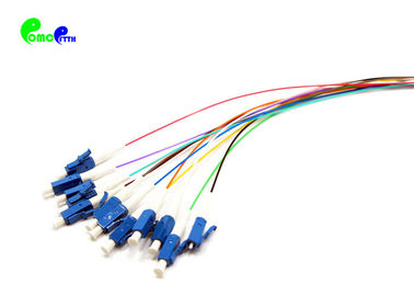 12 Fibers 12 Color LC UPC 9 / 125μm Fiber Optic Pigtail Set SM 900μm With LSZH Loose Buffer