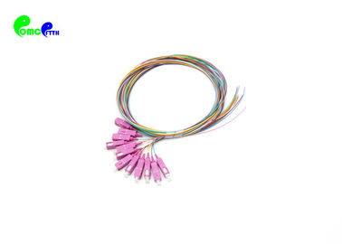 SC OM4 2m  Fiber Optic Pigtail  900um 12F 12 Colors OM4 50 / 125μm Loose buffer LSZH easy to strip