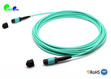 OM3 12F MPO Trunk Cable Senko MPO female to MPO female 50 / 125um 3.0mm 5m LSZH Aque Low Insertion Loss