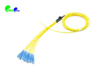 LSZH Yellow Jacket Fiber Optic Pigtail 12F 9 / 125μM SC UPC Ribbon Fanout 2.0mm