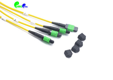 MPO Trunk Cable Pre - terminated Fanout 3.0mm 48 Cores 9 / 125μm MPO Female - MPO Female OS2 LSZH Yellow