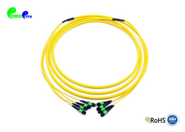 MPO Trunk Cable Pre - terminated Fanout 3.0mm 48 Cores 9 / 125μm MPO Female - MPO Female OS2 LSZH Yellow