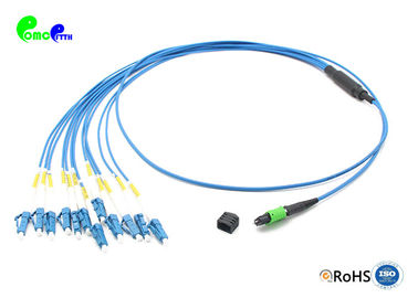 SM 12F Fanout 2.0mm MPO Trunk Cable MPO male - LC UPC Harness Cable With LSZH Blue Cable Super Low Loss